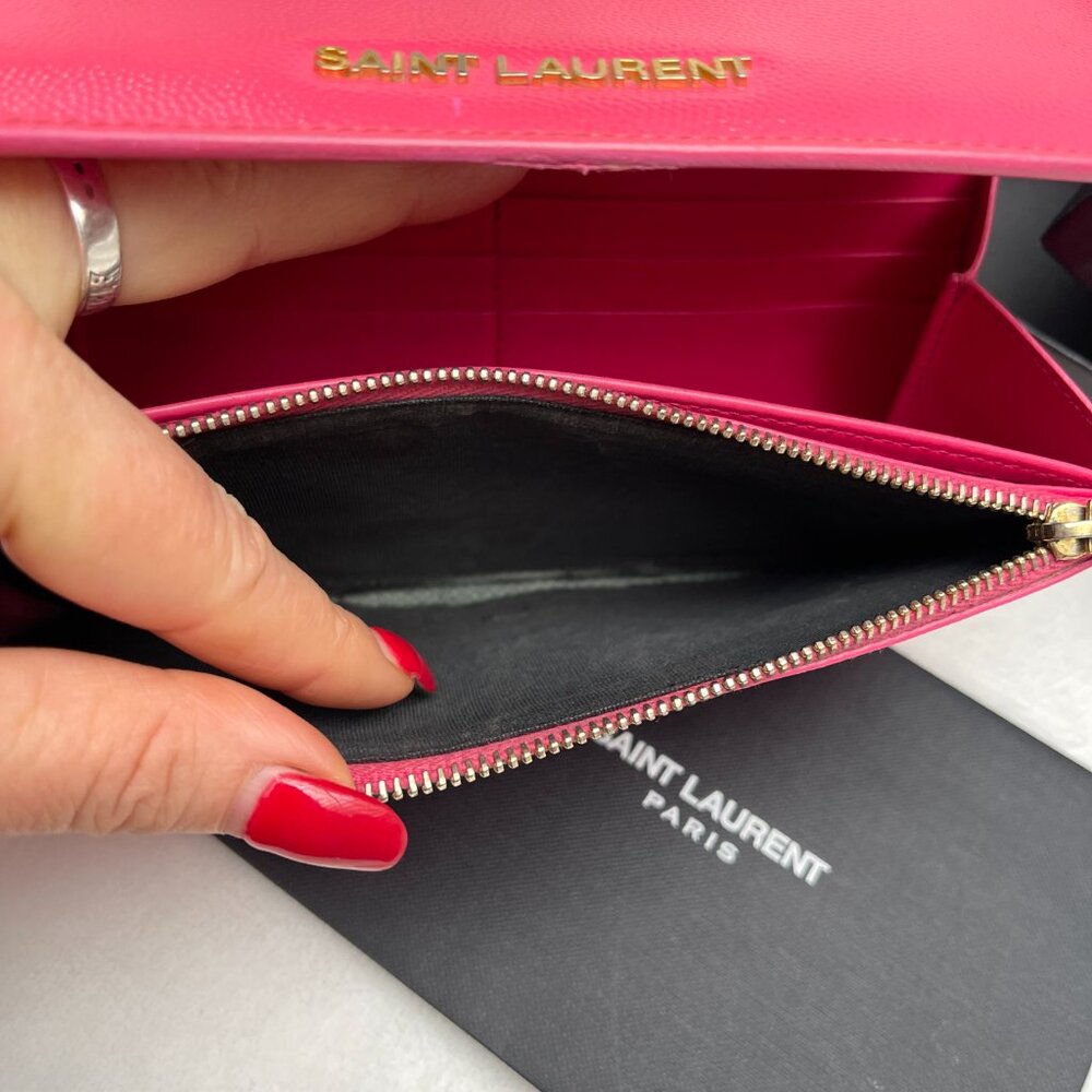 Yves Saint Laurent Pink caviar Leather Bi-fold Long Wallet - Picture 15 of 15